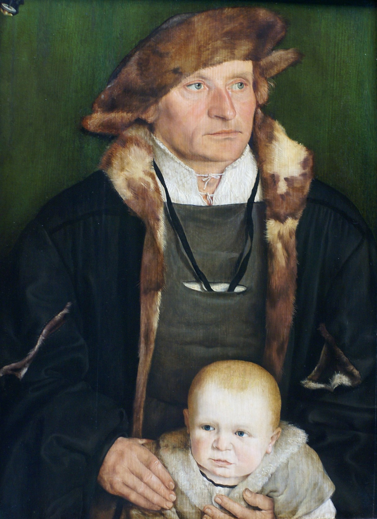 Der bayrische Patrizier Hans Urmiller mit Steinmarder-Innenfutter und -kappe (1525).