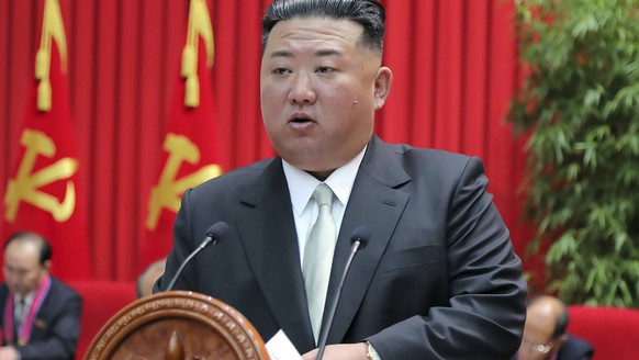 FILE - In this photo provided by the North Korean government, North Korean leader Kim Jong Un gives a lecture at the Central Cadres Training School in North Korea on Oct. 17, 2022. Independent journal ...