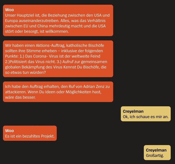 Geleakter Chat des chinesischen Geheimdienstes mit einem Politiker in Belgien.
