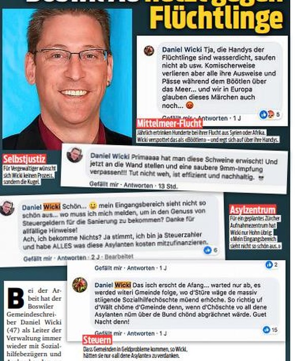 Screenshots von Wickis Posts im "Blick"