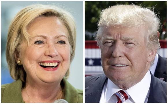 Democratic presidential candidate Hillary Clinton and Republican presidential candidate Donald Trump in 2016 photos. This is a presidential campaign about trust, temperament, honesty, judgment, charac ...