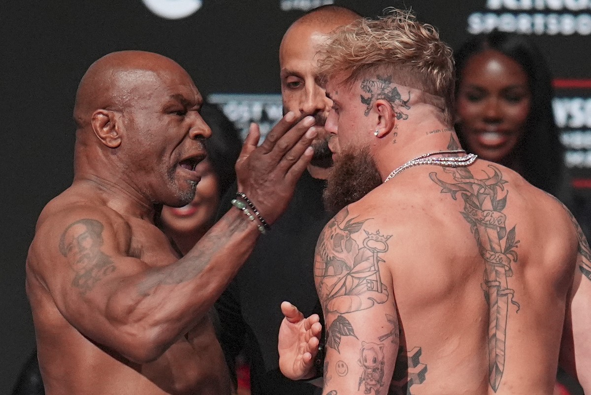 Mike Tyson, left, slaps Jake Paul during the weigh-in ahead of their heavyweight bout, Thursday, Nov. 14, 2024, in Irving, Texas. (AP Photo/Julio Cortez)
Newsmaker Names