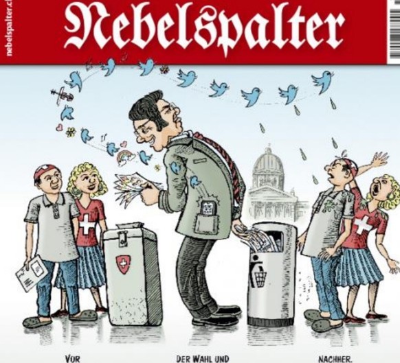 Von wegen Sozialismus! Elizabeth Warren will den US-Kapitalismus neu erfinden
Ich sehe die Wahle eher so wie das Cover des Nebelspalter es wieder gibt.