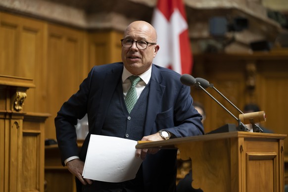 Fabio Regazzi, Mitte-TI, spricht waehrend der Wintersession der Eidgenoessischen Raete, am Mittwoch, 14. Dezember 2022 im Nationalrat in Bern. (KEYSTONE/Anthony Anex)