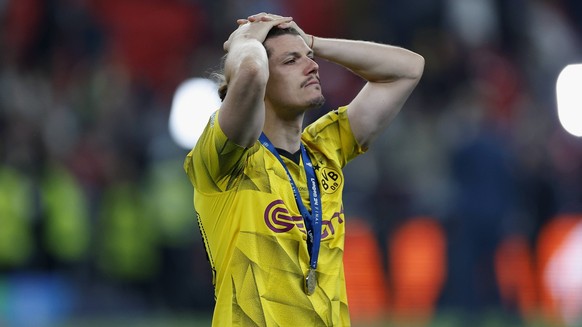 Enttaeuschung, niedergeschlagen, deprimiert, frust, enttaeuscht, enttaeuscht schauend, dissapointed bei Marcel Sabitzer BVB, 20,. GB, London, Wembley Stadium, Champions League Finale, BVB Dortmund vs  ...