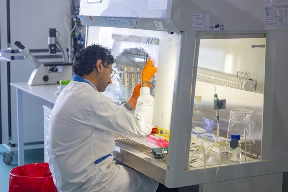 Ein Forscher bei seiner Arbeit im neuen Labor im Institut of Humen Biology, anlaesslich der Eroffnung des neuen Institue of Human Biology (IHB) im Roche Areal in Basel am Montag, 23. Maerz 2026. (KEYS ...