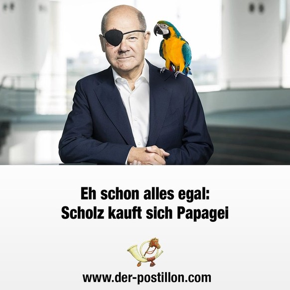 Memes von Olaf Scholz: Papagei via Postillon