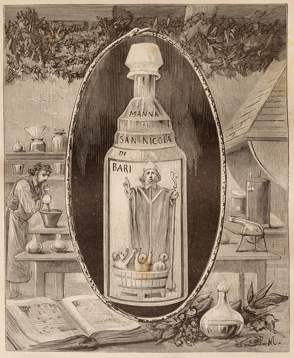 «Manna di San Nicola» stand auf den Giftflaschen der Meisterin Tofana, das später als «Aqua Tofana» in die Geschichte einging.