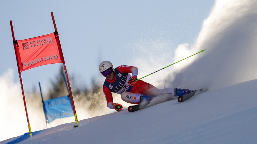 Switzerland&#039;s Thomas Tumler competes during a men&#039;s World Cup giant slalom skiing race, Sunday, Dec. 8, 2024, in Beaver Creek. (AP Photo/=/snum}/)