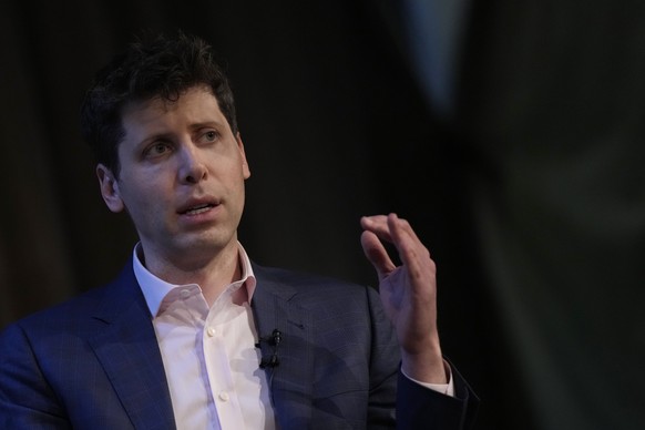OpenAI's CEO Sam Altman, the founder of ChatGPT and creator of OpenAI gestures while speaking at University College London, as part of his world tour of speaking engagements in London, Wednesday, ...