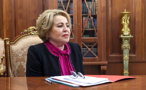 epa12261771 Chairperson of the Federation Council of the Russian Federation Valentina Matviyenko meets with Russian President Vladimir Putin at the Kremlin in Moscow, Russia, 23 July 2025. EPA/MKHAIL  ...