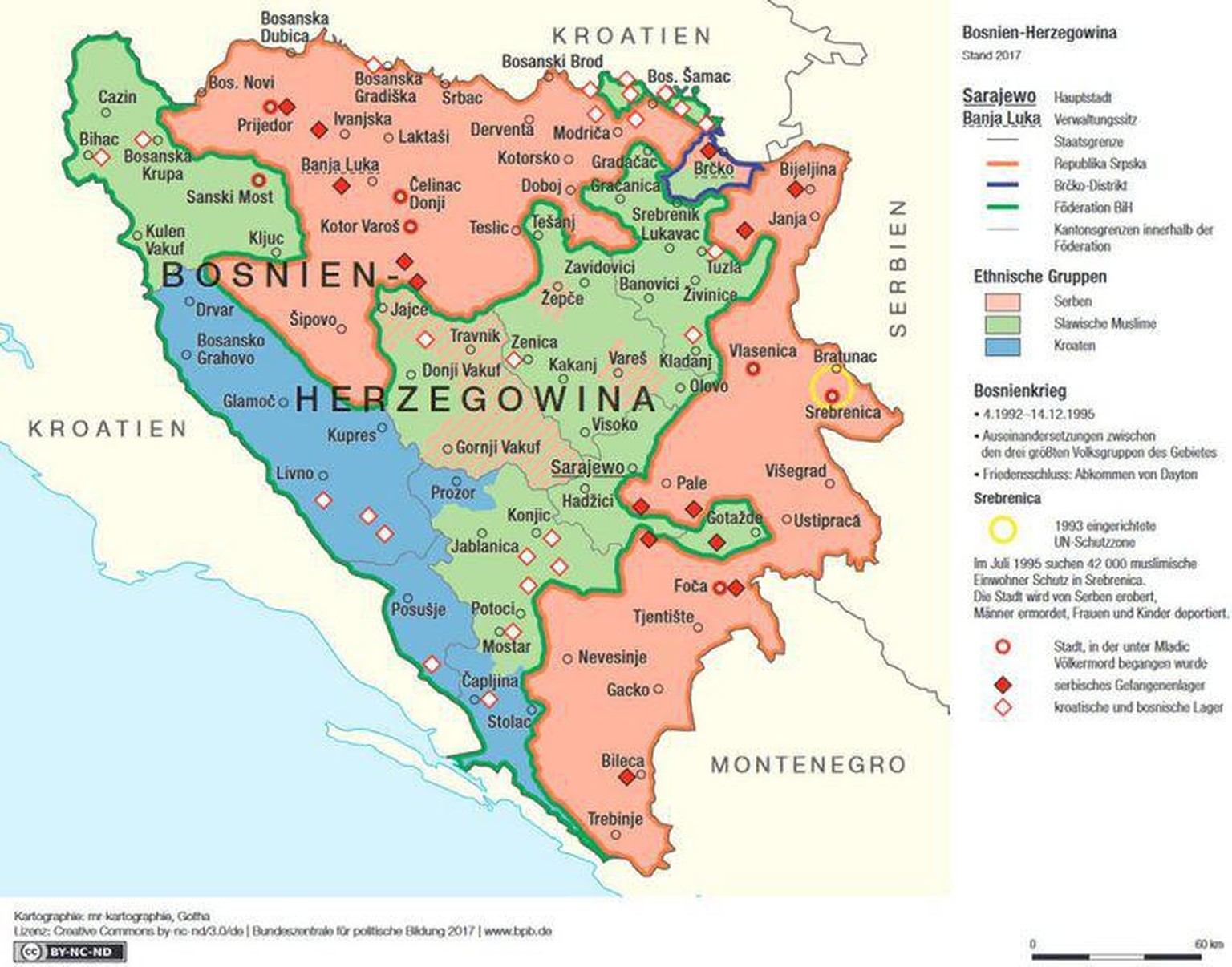 Ethnische Gruppen in Bosnien-Herzegowina, Stand 2017.