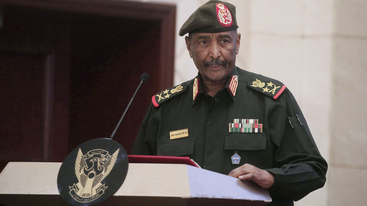 FILE - Sudan's Army chief Gen. Abdel-Fattah Burhan speaks following the signature of an initial deal aimed at ending a deep crisis caused by last year's military coup, in Khartoum, Sudan, De ...