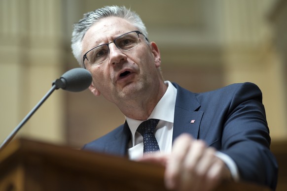 Andreas Glarner, SVP-AG, spricht an der Herbstsession der Eidgenoessischen Raete, am Dienstag, 19. September 2017 im Nationalrat in Bern. (KEYSTONE/Anthony Anex)