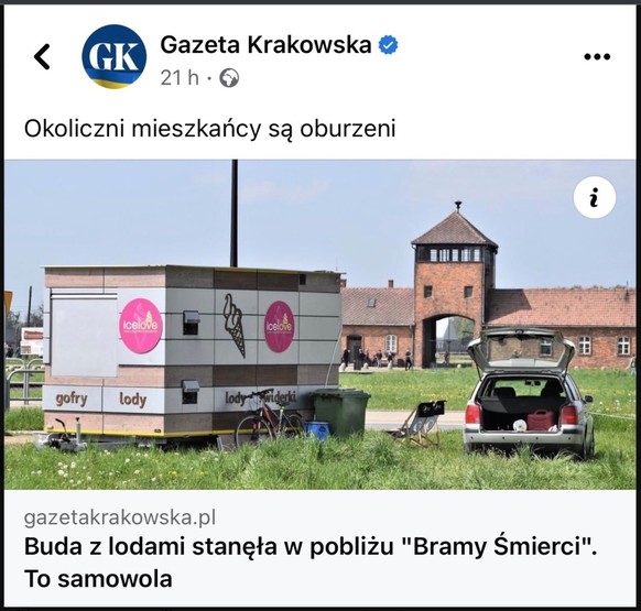 Besucher seien empört über den Kiosk, der in der Nähe des «Tor des Todes» stehe, schreibt eine Regionalzeitung.