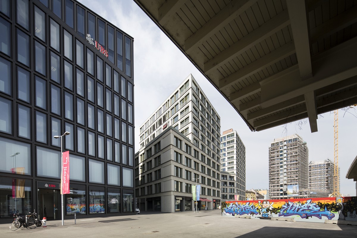 At the construction site of the area "Europaallee", pictured on May 6, 2014, in Zurich, Switzerland. (KEYSTONE/Gaetan Bally)