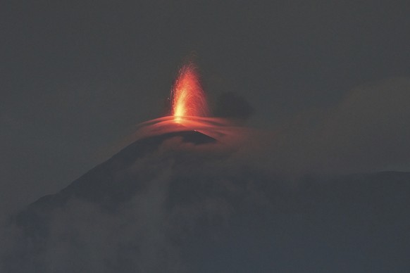 Lava flows out of the crater of the Fuego Volcano, as seen from San Juan Alotenango, Guatemala, Thursday, June 5, 2025. (AP Photo/Moises Castillo)
APTOPIX Guatemala Volcano