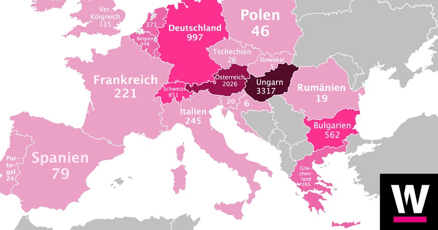 Die Anzahl Asylbewerber pro 1 Million Einwohner im zweiten Quartal 2015 (April - Juni).