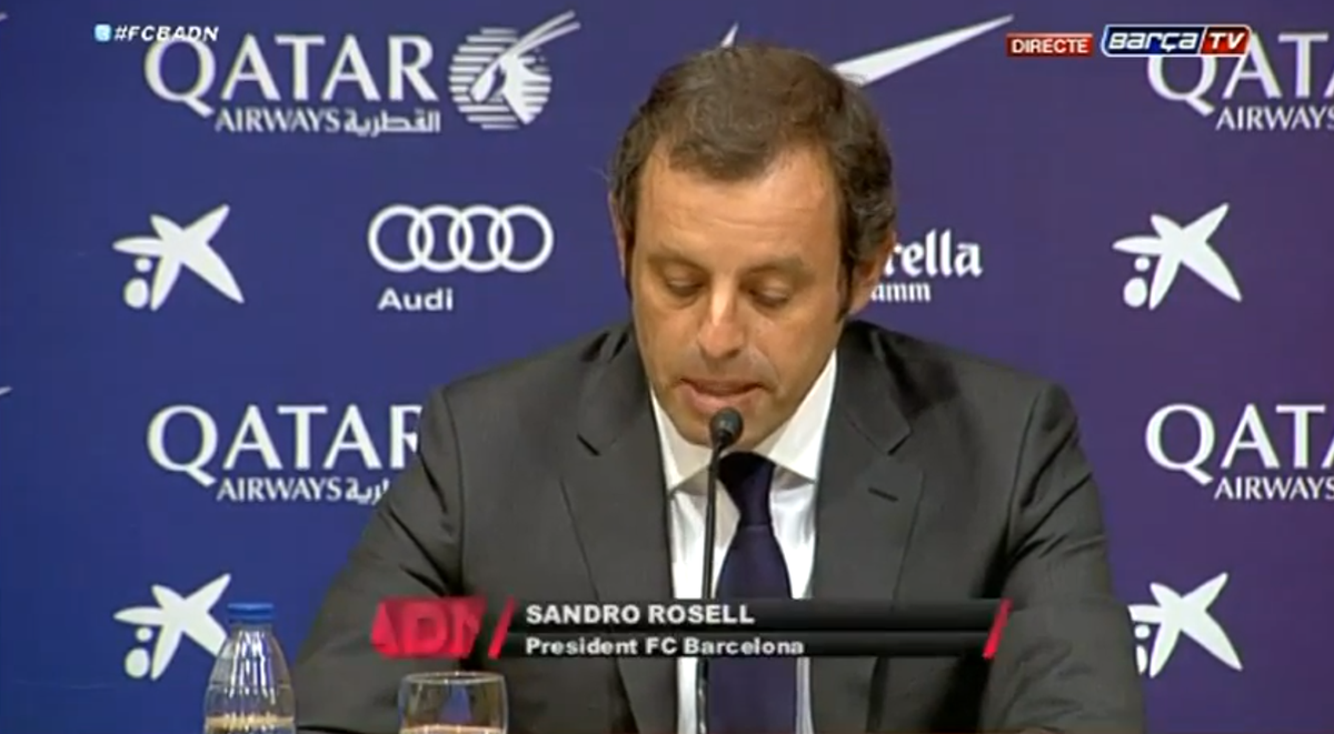 Rosell an der Pressekonferenz heute Abend.