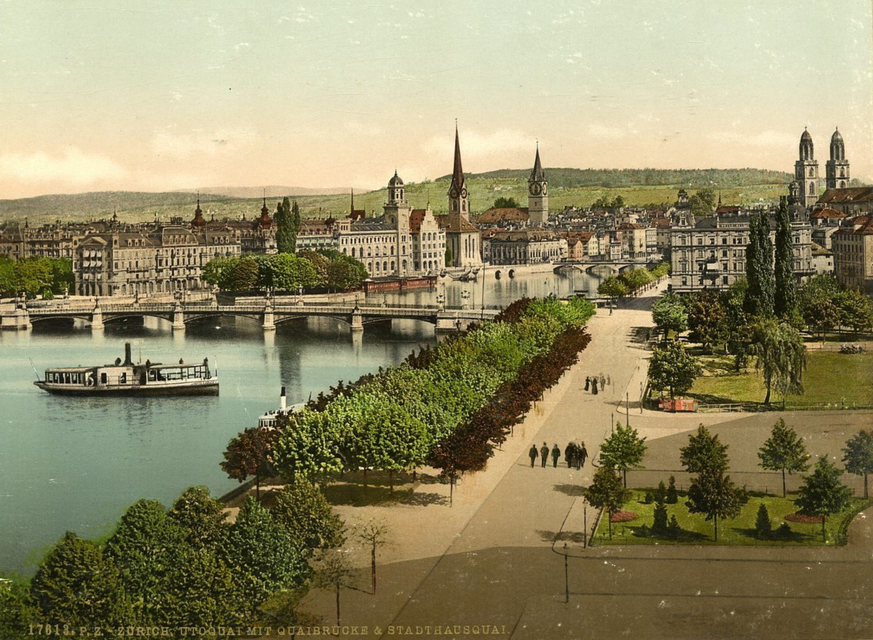 Zürich, Utoquai mit Quaibrücke und Stadthausquai.