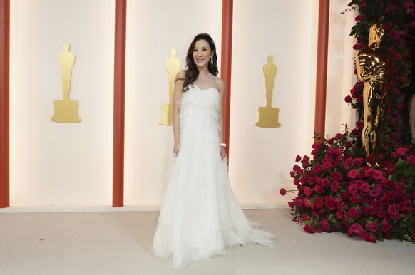 Michelle Yeoh arrives at the Oscars on Sunday, March 12, 2023, at the Dolby Theatre in Los Angeles. (Photo by Jordan Strauss/Invision/AP)
Michelle Yeoh