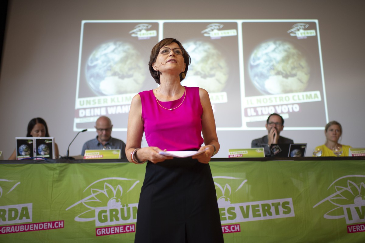Parteipraesidentin Reguly Rytz, Nationalraetin Bern spricht an der Delegiertenversammlung der Gruene Schweiz, am Samstag, 31. August 2019, in Rapperswil-Jona. (KEYSTONE/Gian Ehrenzeller)
