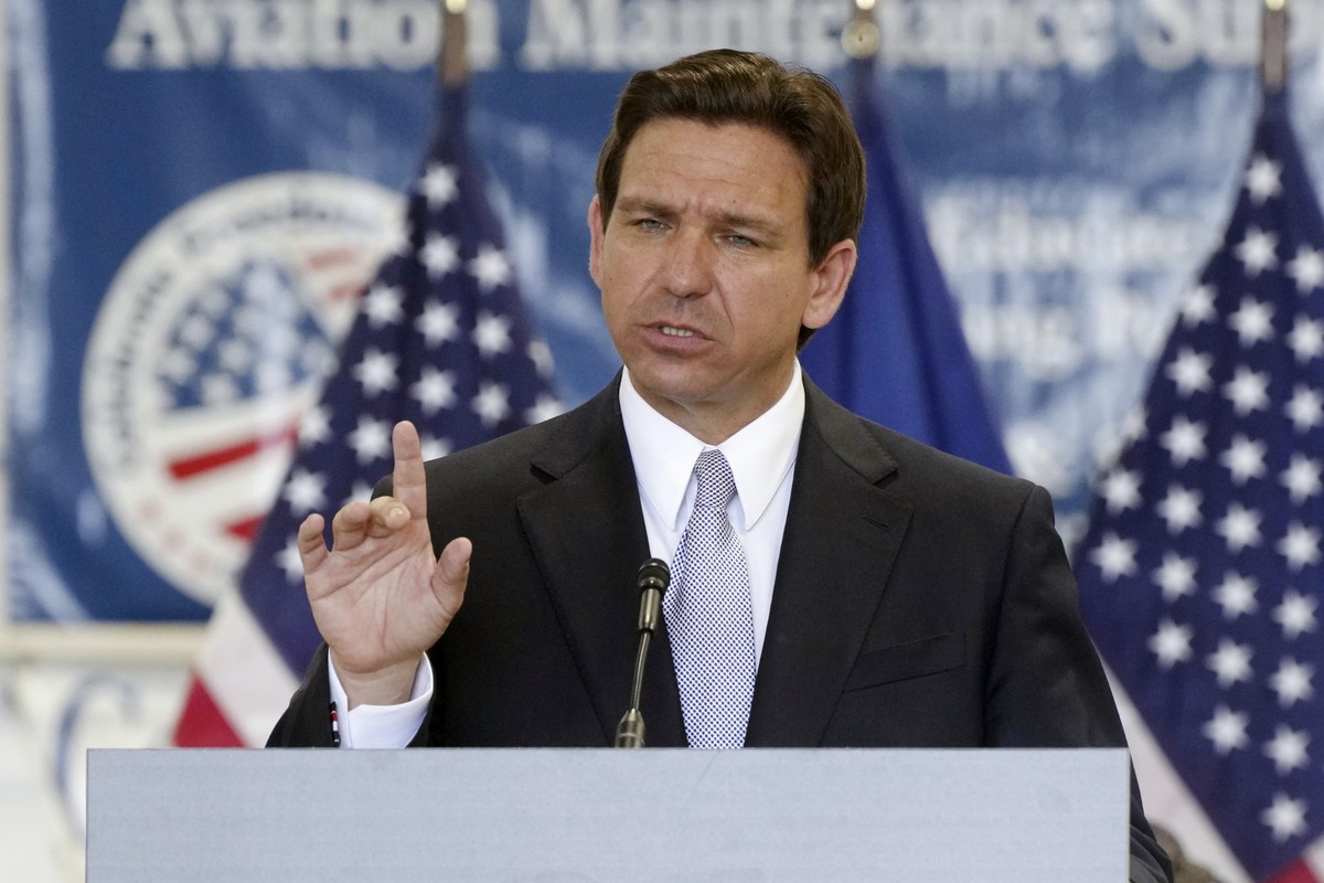 Florida Gov. Ron DeSantis rolls out his military policy proposal during an event for his 2024 presidential campaign on Tuesday, July 18, 2023, in West Columbia, S.C. (AP Photo/Meg Kinnard)
Ron DeSanti ...