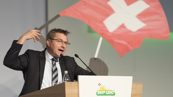 Nationalrat Toni Brunner, SVP-SG, spricht an der Delegiertenversammlung der SVP Schweiz, am Samstag, 25. Maerz 2017, in Appenzell. (KEYSTONE/Gian Ehrenzeller)