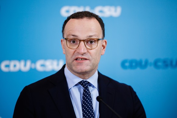 epa12453187 Christian Democratic Union (CDU)/Christian Social Union (CSU) parliamentary group leader Jens Spahn delivers a statement prior to a meeting of the Christian Democratic Union (CDU) parliame ...