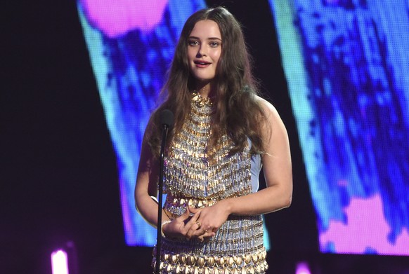 Katherine Langford speaks at the Teen Choice Awards at the Galen Center on Sunday, Aug. 13, 2017, in Los Angeles. (Photo by Phil McCarten/Invision/AP)