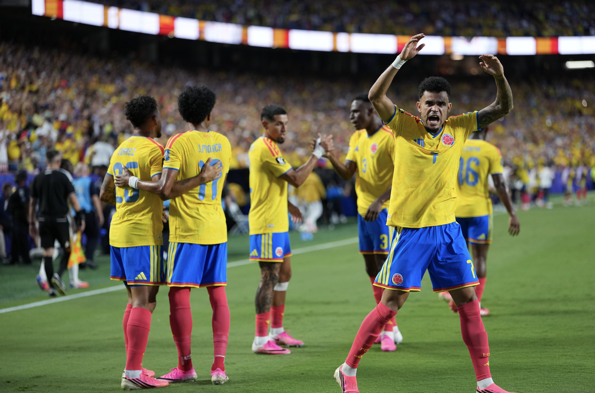 Colombia v Ghana - FIFA World Cup, WM, Weltmeisterschaft, Fussball 2026 - Round of 32 KANSAS CITY, UNITED STATES - JULY 3: Players of Colombia celebrate after Jhon Arias goal during the 2026 FIFA Worl ...