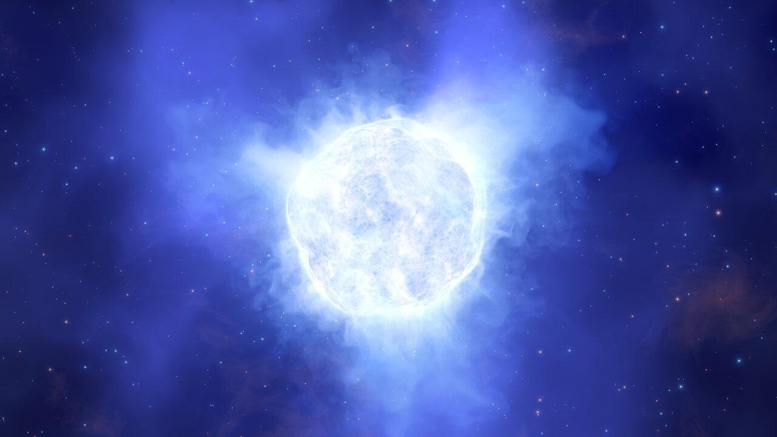 This illustration shows what the luminous blue variable star in the Kinman Dwarf galaxy could have looked like before its mysterious disappearance.