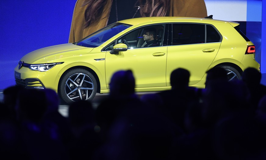 epa07946448 The new Volkswagen (VW) Golf VIII car is presented in Wolfsburg, northern Germany, 24 October 2019. Production of the Golf model started in 1974, since then more than 36 million cars were  ...