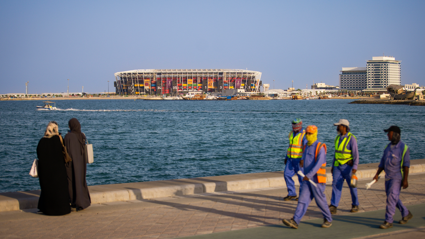 15.11.2022, Doha Katar Qatar Stadium 974 Doha 4 days before the city hosts the FIFA World Cup, WM, Weltmeisterschaft, Fussball 2022 Foto: Moritz Müller *** 15 11 2022, Doha Qatar Qatar Stadium 974 Doh ...