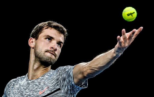 epaselect epa05753680 Grigor Dimitrov of Bulgaria in action during his Men&#039;s Singles semifinal match against Rafael Nadal of Spain at the Australian Open Grand Slam tennis tournament in Melbourne ...