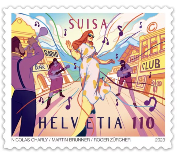 Hält man die Handykamera auf diese Briefmarke, beginnt die Frau zu tanzen und die Musik des Berner Rappers Greis ertönt.