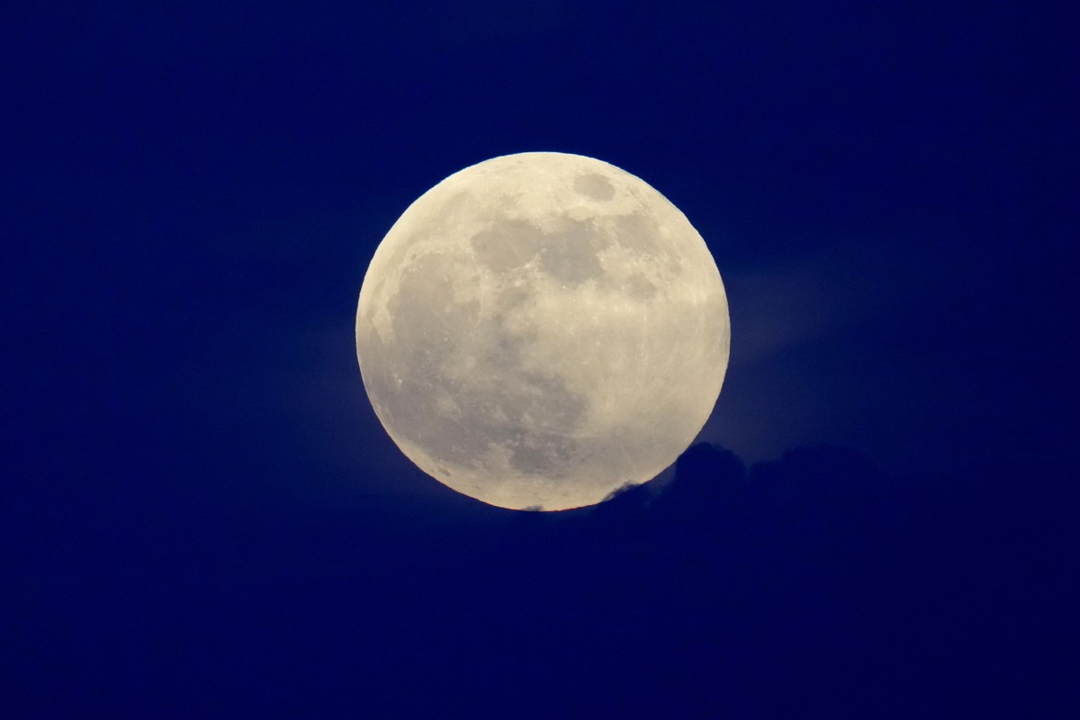 A view of the moon, seen from Naypyitaw, Myanmar, Thursday, Oct. 17, 2024. (AP Photo/Aung Shine Oo)