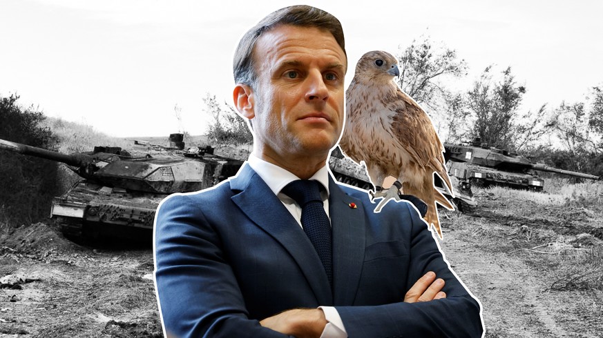 Emmanuel Macron und Falke