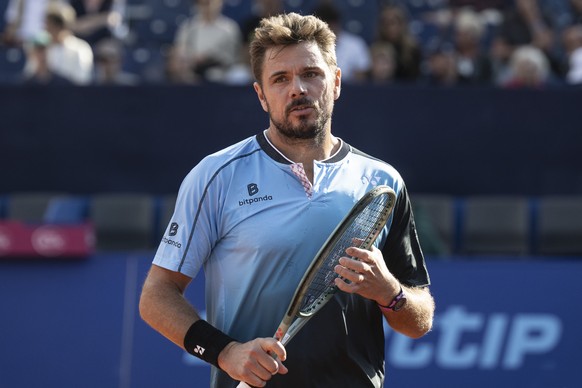 epa12239572 Stan Wawrinka of Switzerland looks on as he plays against Alexander Shevchenko of Kazakhstan during their round of 32 match at the Swiss Open tennis tournament in Gstaad, Switzerland, 15 J ...