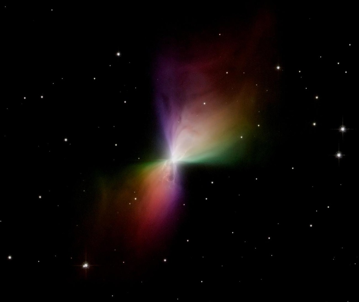 In this image provided by NASA Tuesday Sept. 13, 2005 the Hubble Space Telescope "caught" the Boomerang Nebula in these new images taken with the Advanced Camera for Surveys. This reflecting ...