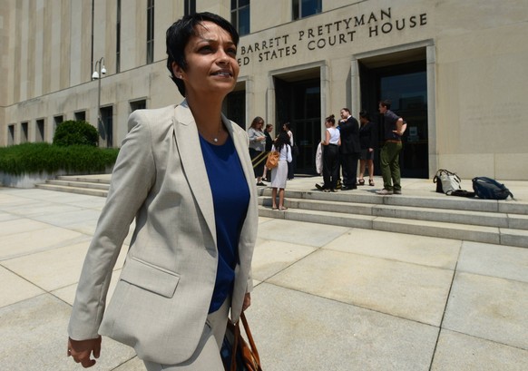 July 19, 2013 - Washington, District of Columbia, U.S - Attorneys Hina Shamsi, director of the ACLU� s National Security Project, in front of the U.S. District Court in Washington D.C. after a hearing ...