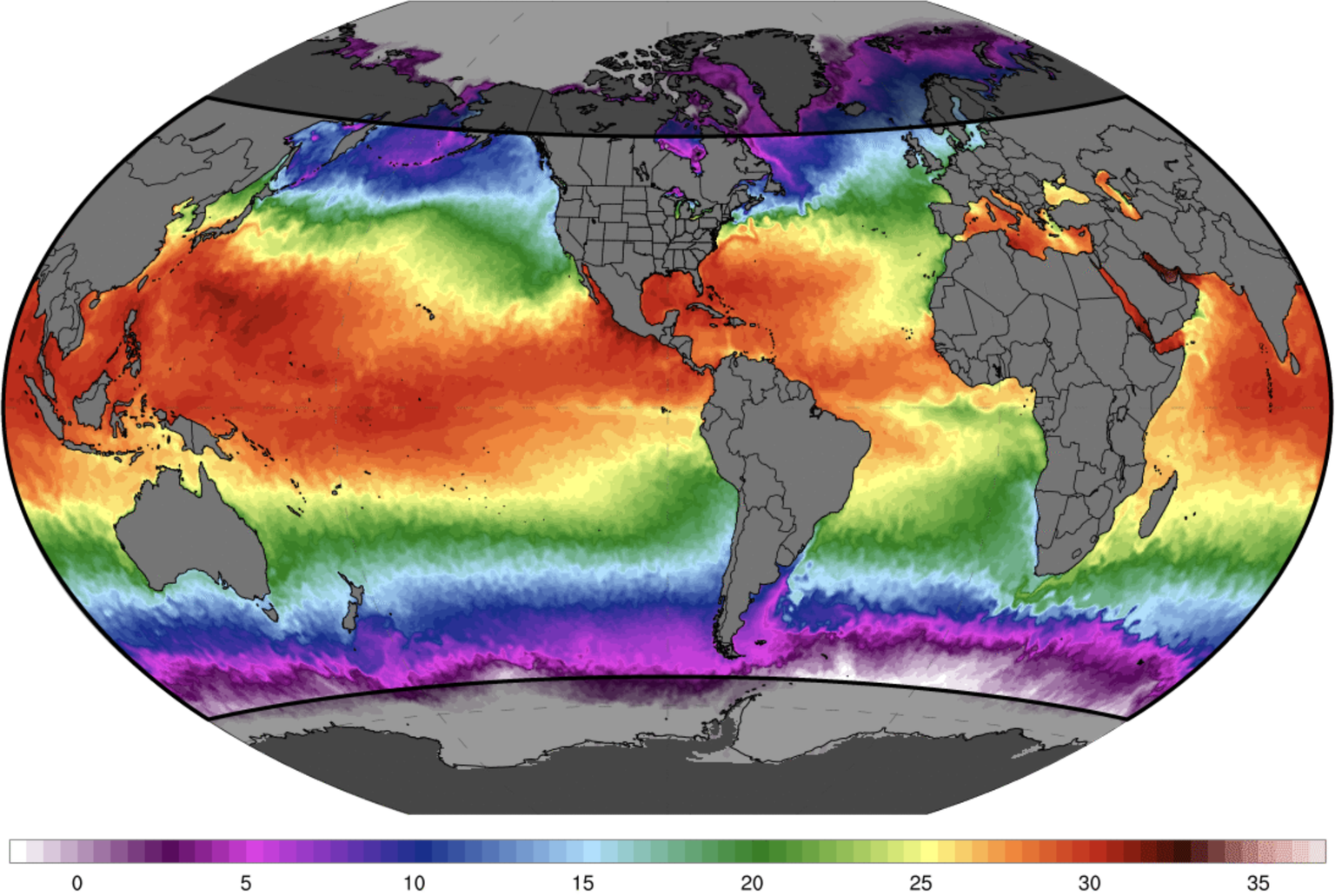 Oberflächentemperatur Ozeane 22. juli 2026/22.07.2026 gemäss NOAA Oisst-daten