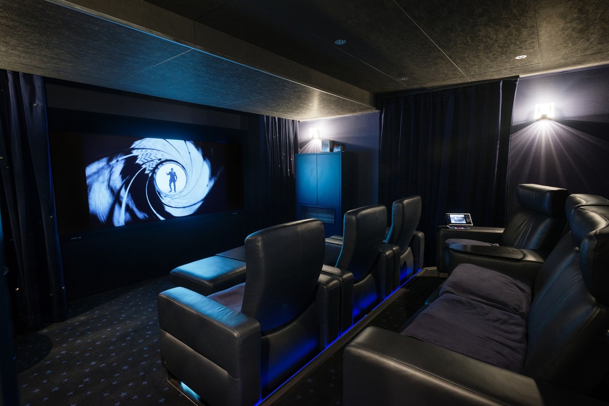 Black leather seats in home cinema