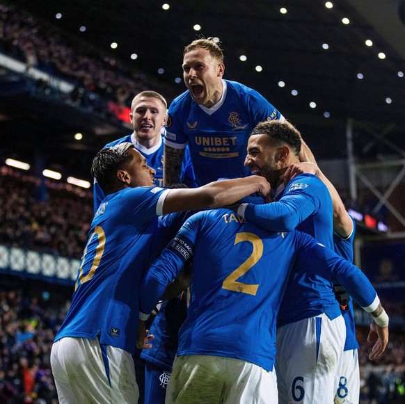 IMAGO / Shutterstock

Mandatory Credit: Photo by Kirk O Rourke/Rangers FC/Shutterstock (12821153em) Rangers captain James Tavernier celebrates his second goal with his team mates during the last 32 Eu ...