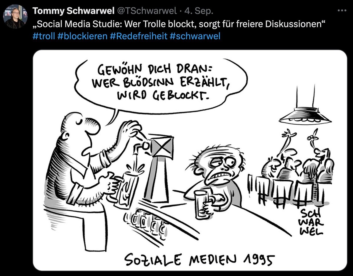 Karikatur zu Trollen auf Social-Media-Plattformen