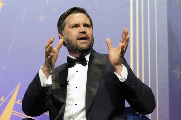Vice President JD Vance speaks at the American Compass&#039;s The New World Gala in Washington, Tuesday, June 3, 2025. (AP Photo/Mark Schiefelbein)
JD Vance