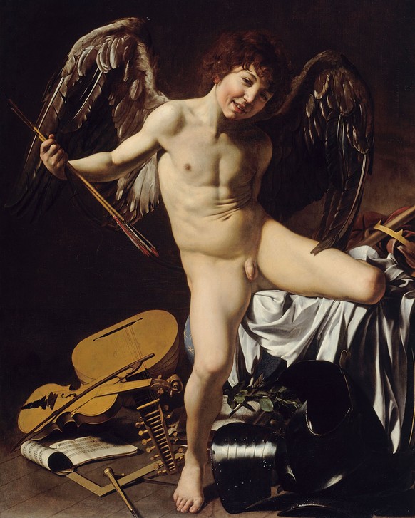 Das Skandalöse an Caravaggios «Amor als Sieger» (1602) war nicht die Blösse des Jungen, sondern sein lüsternes Lächeln, das laut den Empörten die Homosexualität feierte.