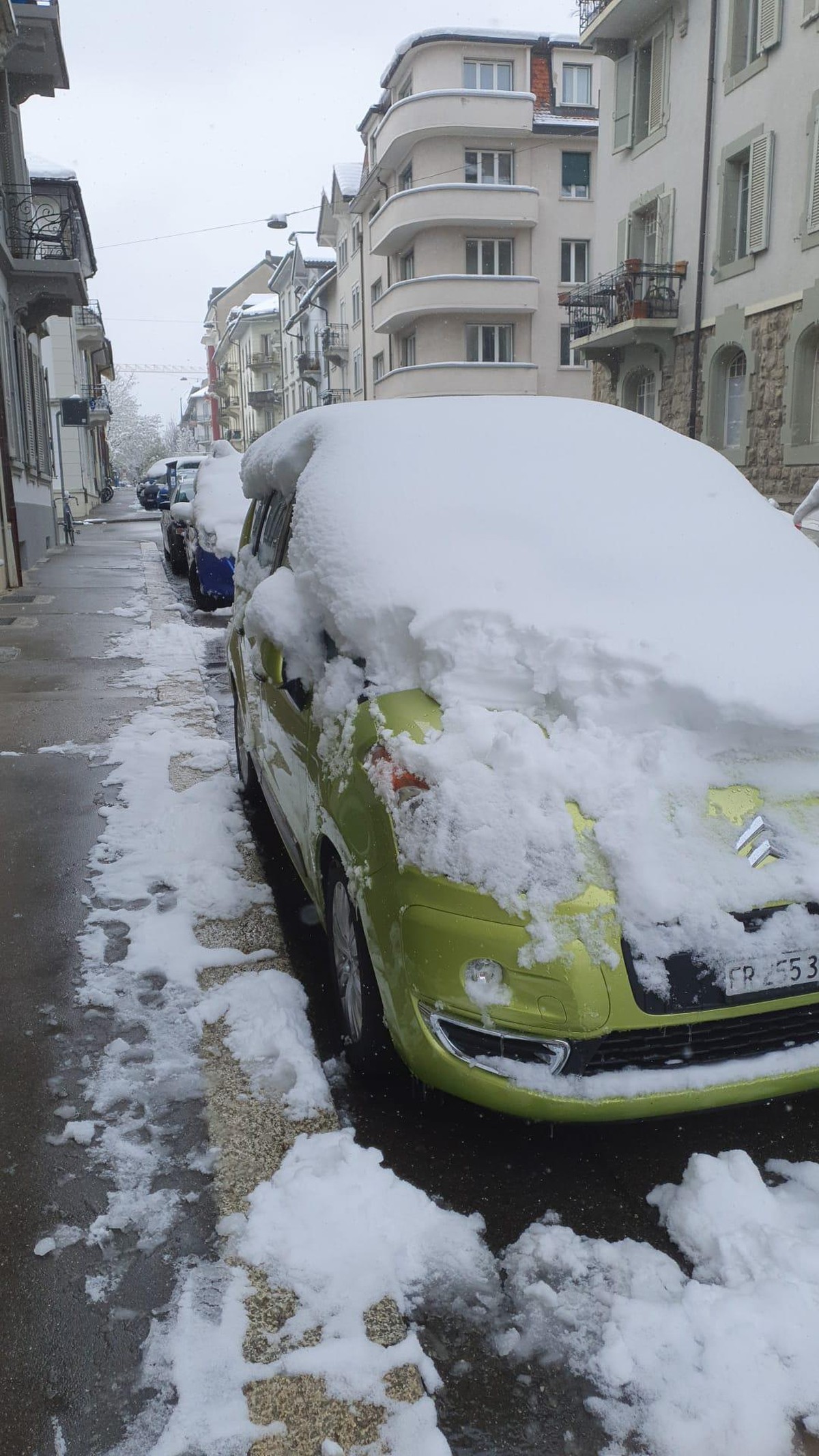 Record de neige à Fribourg le 2 avril 2022.