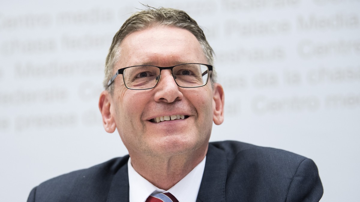 Pirmin Bischof, Staenderat CVP/SO, vom ueberparteilichen Komitee "Vollgeld-Initiative Nein", waehrend der Medienkonferenz, am Donnerstag, 26. April 2018, in Bern. (KEYSTONE/Marcel Bieri)