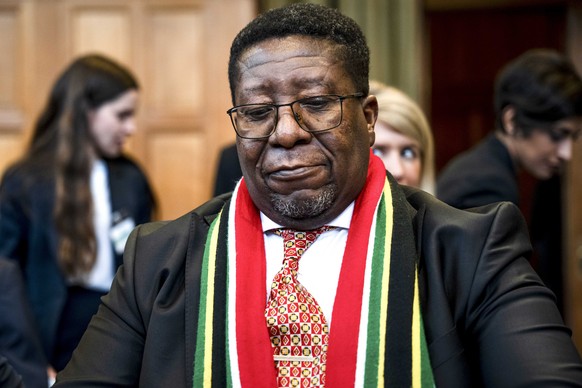 epa11345418 South African Ambassador to the Netherlands Vusimuzi Madonsela attends a hearing at the International Court of Justice (ICJ) on the situation in Gaza&#039;s Rafah, at the Peace Palace in T ...